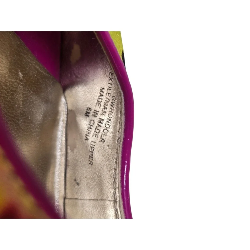 Guess GWHONDOLA Floral Peep Toe Platform Heels Pink‎ Yellow Magenta Womens 6M